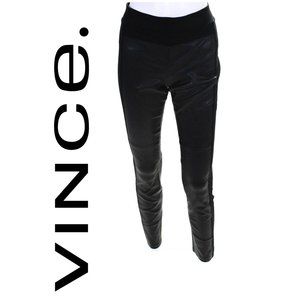 VINCE. Black Lambskin LEATHER TREGGING Pocket Pants!
